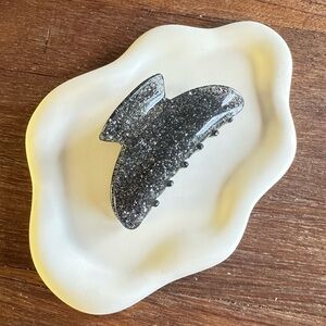 Black Silver Glitter Hair Claw Clip 3.5" Y2K Goth Clean Girl Aesthetic Sparkly